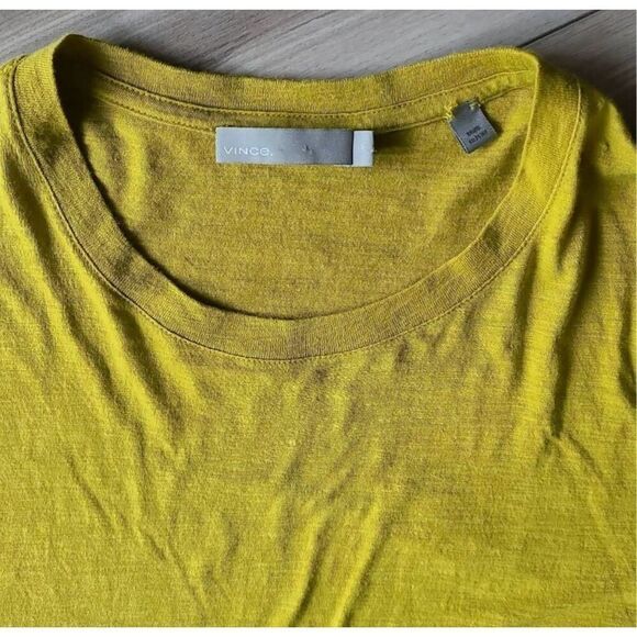 Vince Crew Neck Short Sleeve T-Shirt in ‘Cactus’ Chartreuse Green Size Medium - Picture 3 of 10